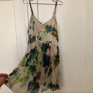 Pleated Floral Chiffon Dress. Perfect for Spring!